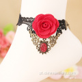Estilo gótico pé joias vermelho Rose Footware pulseira bracelete